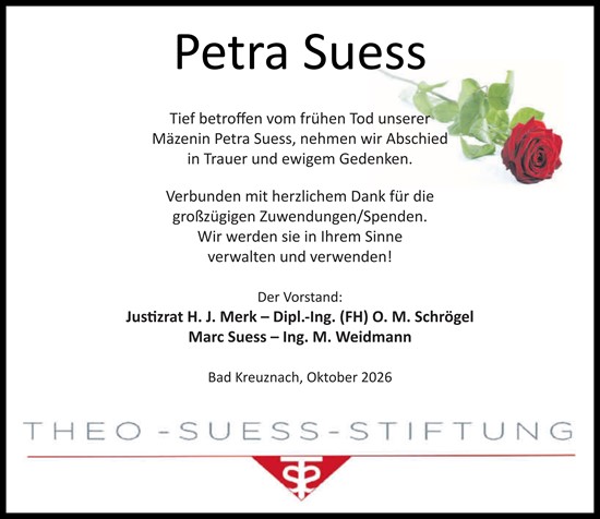 Traueranzeige von Petra Suess von Allgemeine Zeitung Rheinhessen-Nahe