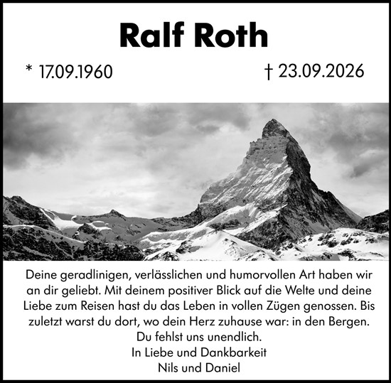 Traueranzeige von Ralf Roth von Allgemeine Zeitung Mainz