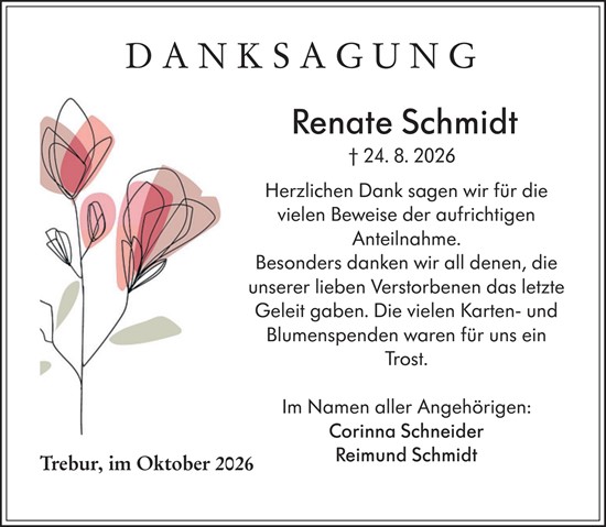 Traueranzeige von Renate Schmidt von Groß-Gerauer Echo