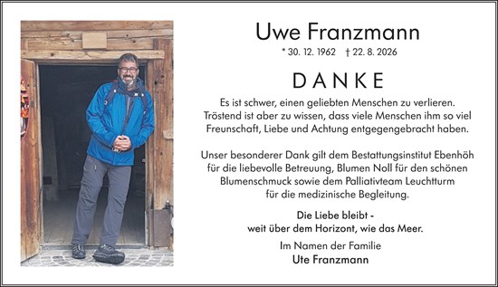 Traueranzeige von Uwe Franzmann von Groß-Gerauer Echo
