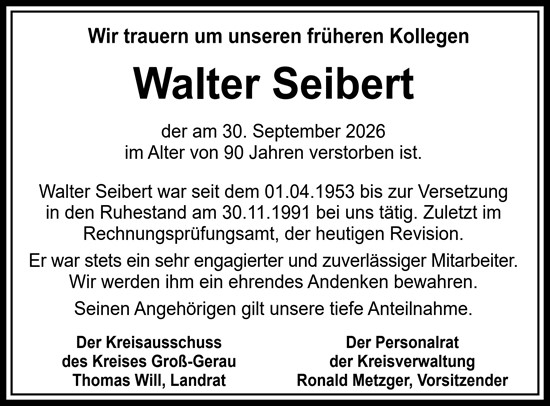 Traueranzeige von Walter Seibert von Groß-Gerauer Echo