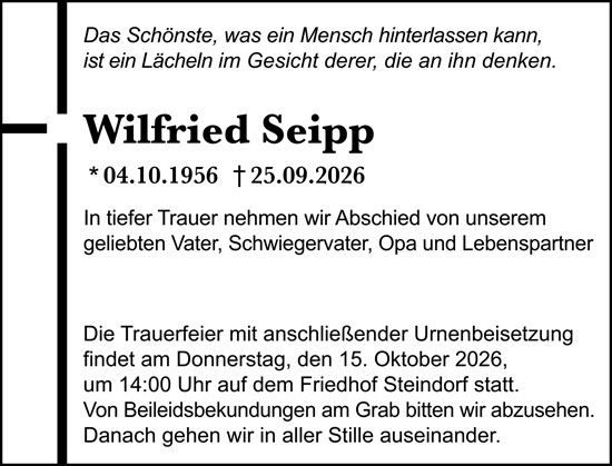 Traueranzeige von Wilfried Seipp von Wetzlarer Neue Zeitung