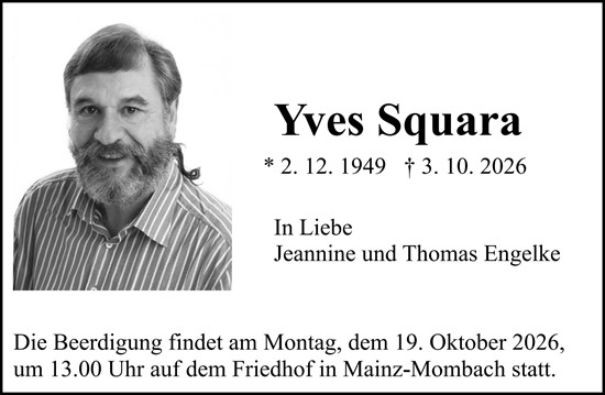 Traueranzeige von Yves Squara von Allgemeine Zeitung Mainz