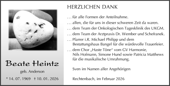Traueranzeige von Beate Heintz von Wetzlarer Neue Zeitung