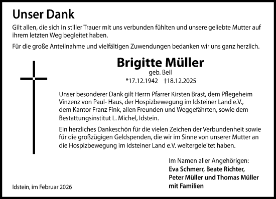 Traueranzeige von Brigitte Müller von Idsteiner Land/Untertaunus