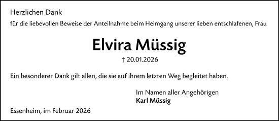 Traueranzeige von Elvira Müssig von Allgemeine Zeitung Mainz