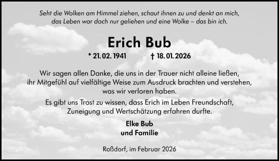 Traueranzeige von Erich Bub von Darmstädter Echo