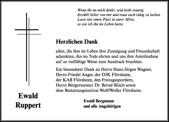 Traueranzeige von Ewald Ruppert von Rüsselsheimer Echo