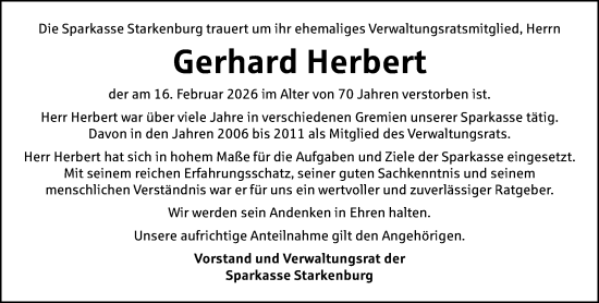 Traueranzeige von Gerhard Herbert von Starkenburger Echo