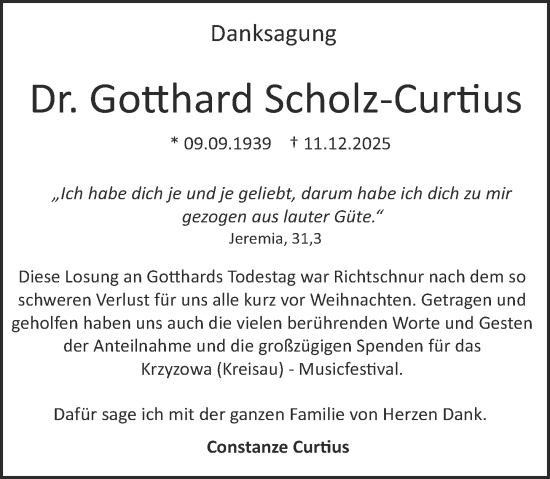 Traueranzeige von Gotthard Scholz-Curtius von Darmstädter Echo