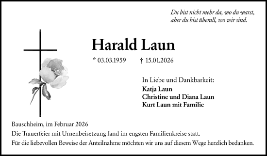 Traueranzeige von Harald Laun von Rüsselsheimer Echo