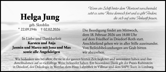 Traueranzeige von Helga Jung von Dill Block