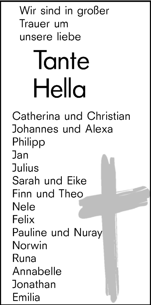 Traueranzeige von Hella Wambold von Darmstädter Echo