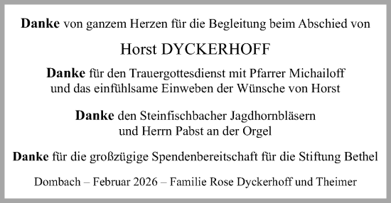 Traueranzeige von Horst Dyckerhoff von Camberger Anzeiger