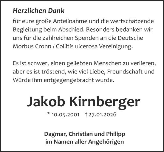 Traueranzeige von Jakob Kirnberger von Darmstädter Echo