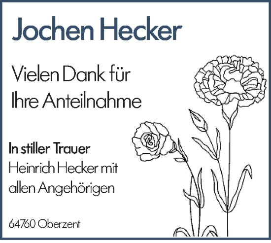 Traueranzeige von Jochen Hecker von Odenwälder Echo