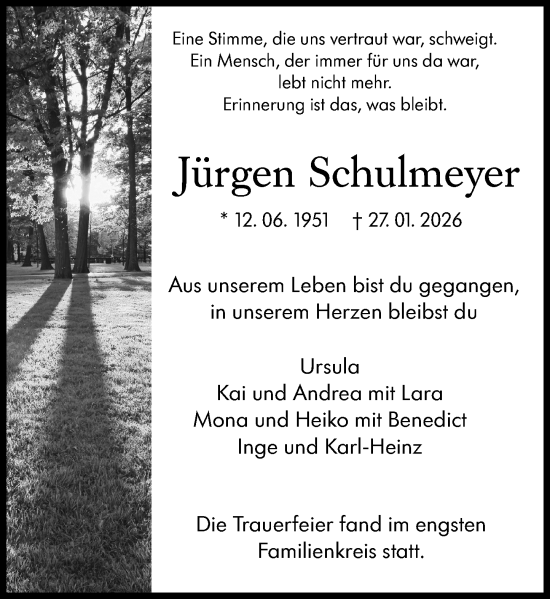 Traueranzeige von Jürgen Schulmeyer von Groß-Gerauer Echo