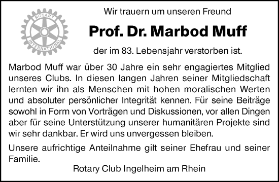 Traueranzeige von Marbod Muff von Allgemeine Zeitung Rheinhessen-Nahe