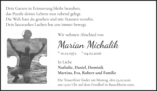Traueranzeige von Marian Michalik von Rüsselsheimer Echo