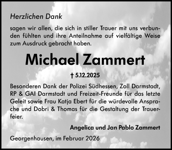 Traueranzeige von Michael Zammert von Darmstädter Echo
