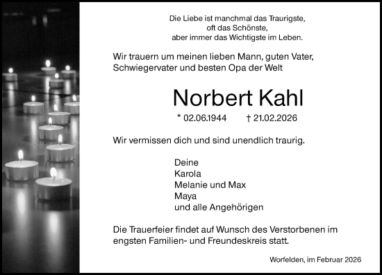 Traueranzeige von Norbert Kahl von Groß-Gerauer Echo