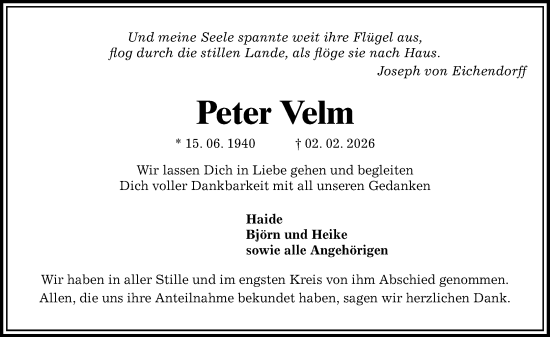Traueranzeige von Peter Velm von Starkenburger Echo