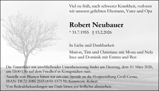 Traueranzeige von Robert Neubauer von Rüsselsheimer Echo