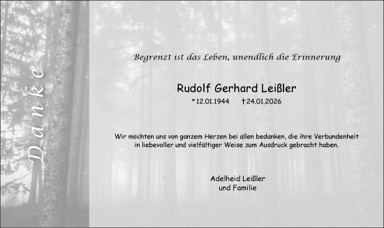 Traueranzeige von Rudolf Gerhard Leißler von Groß-Gerauer Echo