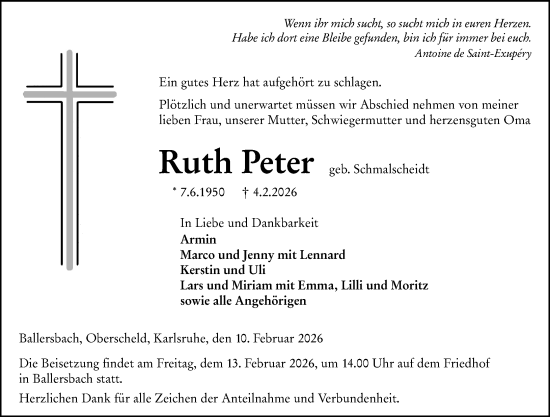 Traueranzeige von Ruth Peter von Dill Block
