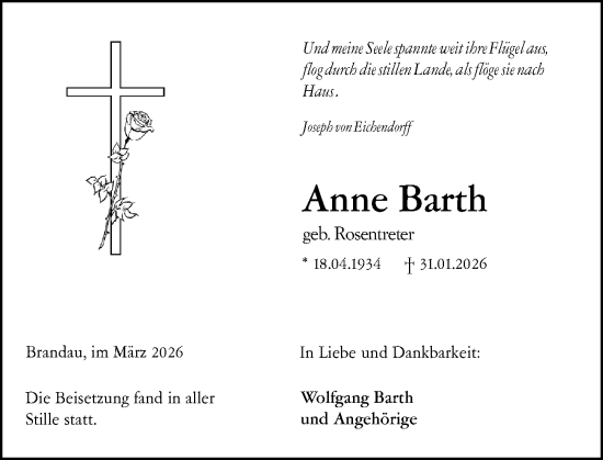 Traueranzeige von Anne Barth von Darmstädter Echo