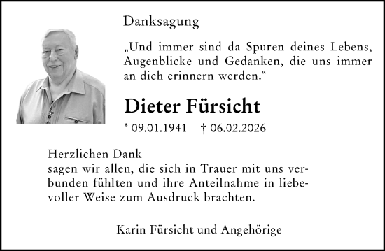 Traueranzeige von Dieter Fürsicht von Allgemeine Zeitung Mainz