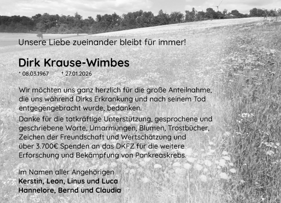 Traueranzeige von Dirk Krause-Wimbes von Camberger Anzeiger