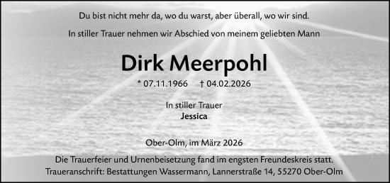 Traueranzeige von Dirk Meerpohl von Allgemeine Zeitung Mainz