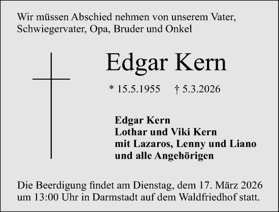 Traueranzeige von Edgar Kern von Darmstädter Echo