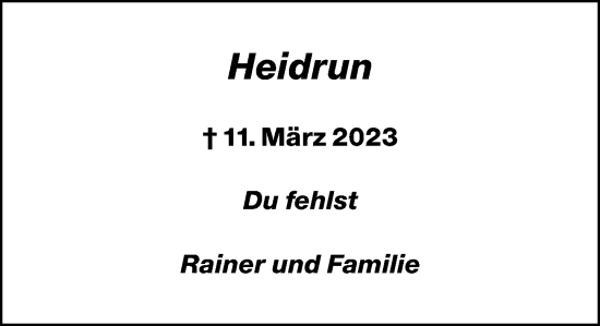 Traueranzeige von Heidrun Wilker von Darmstädter Echo