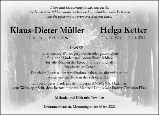 Traueranzeige von Helga Ketter von Weilburger Tageblatt