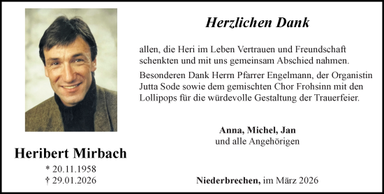 Traueranzeige von Heribert Mirbach von Camberger Anzeiger