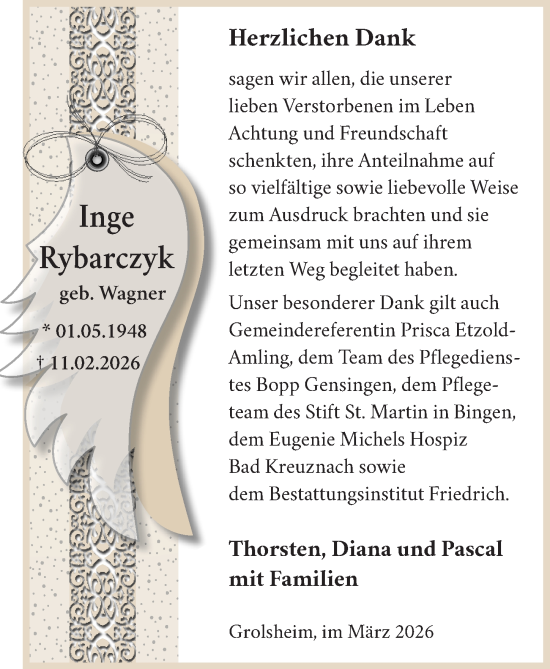 Traueranzeige von Inge Rybarczyk von Allgemeine Zeitung Rheinhessen-Nahe