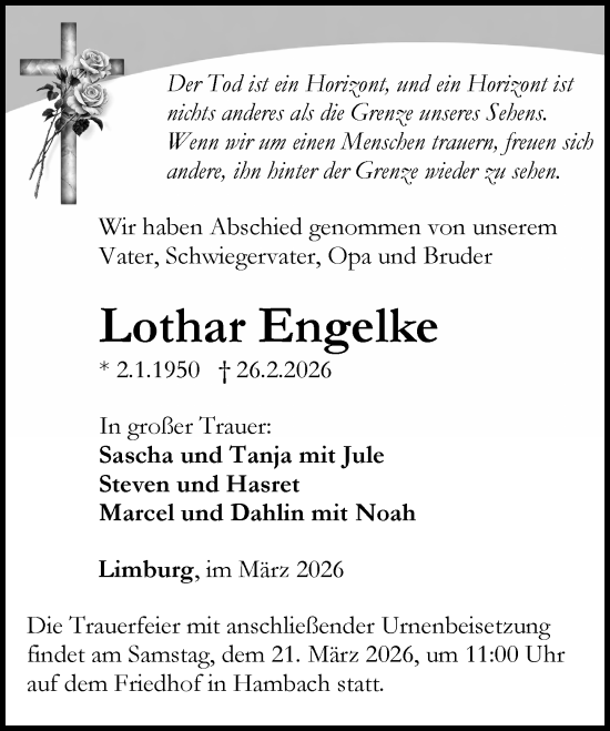 Traueranzeige von Lothar Engelke von Camberger Anzeiger