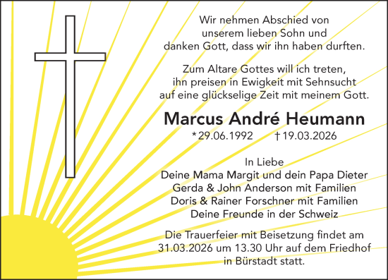 Traueranzeige von Marcus André Heumann von Starkenburger Echo