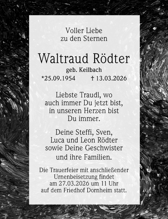 Traueranzeige von Waltraud Rödter von Groß-Gerauer Echo
