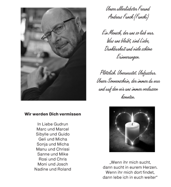 Traueranzeige von Andreas Funck von Allgemeine Zeitung Mainz