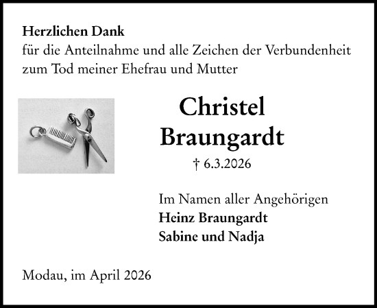 Traueranzeige von Christel Braungardt von Darmstädter Echo