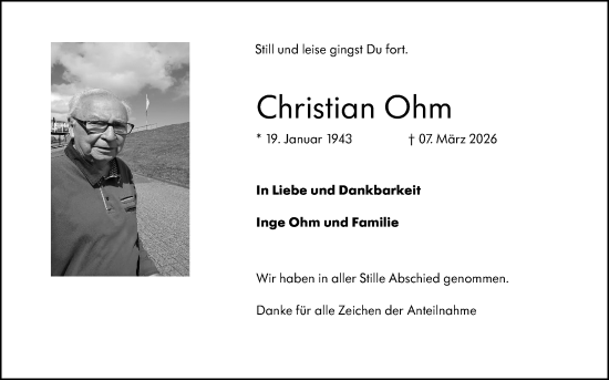 Traueranzeige von Christian Ohm von Rüsselsheimer Echo