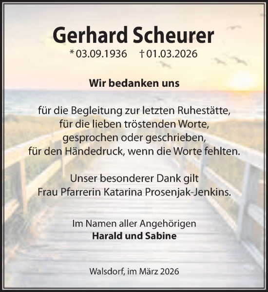 Traueranzeige von Gerhard Scheurer von Camberger Anzeiger