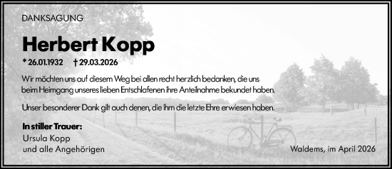 Traueranzeige von Herbert Kopp von Camberger Anzeiger