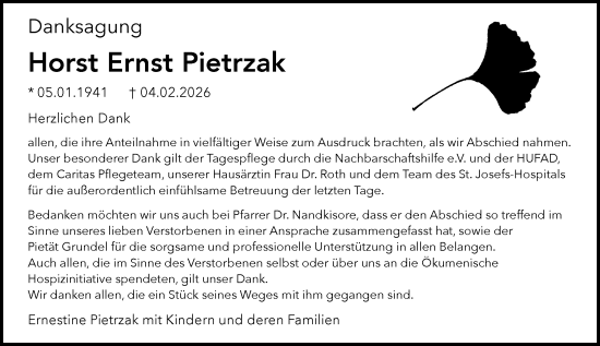 Traueranzeige von Horst Ernst Pietrzak von Rheingau Kurier