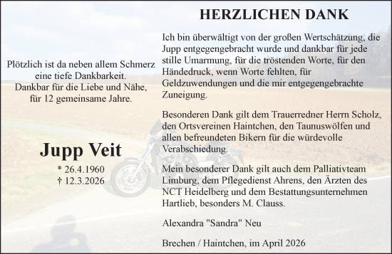 Traueranzeige von Jupp Veit von Camberger Anzeiger