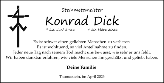 Traueranzeige von Konrad Dick von Idsteiner Land/Untertaunus