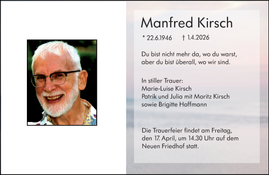 Traueranzeige von Manfred Kirsch von Hochheimer Zeitung